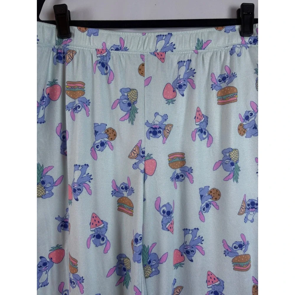 Disney Stitch Pajama Pants Lounge Sleepwear‎ Bottoms Light Blue Cartoon Print - Picture 3 of 8